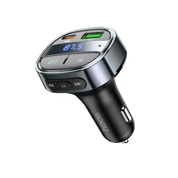   HOCO E70 USB A+ Type C digital display + transmitter FM BT PD QC3.0 5A, 30W, autós töltő, fekete