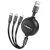 HOCO 3in1 USB-A - Lightning / Micro USB / Type-C 2A X75, 1m, kábel, fekete