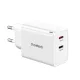 Choetech PD6013 2x USB-C PD 65W GaN hálózati töltő, fehér