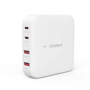   Choetech PD8008 100W GaN hálózati gyorstöltő 2x USB-A / 2x USB-C, fehér