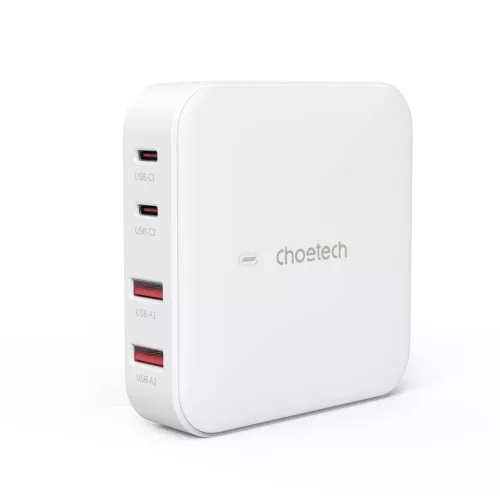 Choetech PD8008 100W GaN hálózati gyorstöltő 2x USB-A / 2x USB-C, fehér