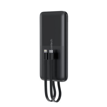   Powerbank Choetech B654 10000mAh 22.5W USB-A / USB-C / micro USB with built-in USB-C / Lightning kábel, fekete