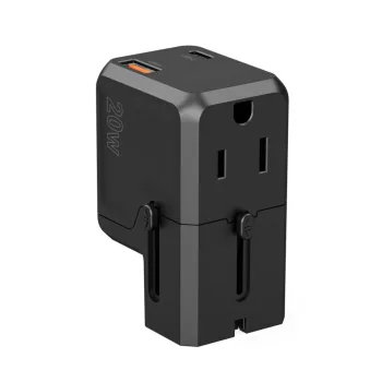   Choetech PD6038 USB-C USB-A PD 20W utazó hálózati töltő adapter USA EU UK AU, fekete