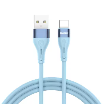   BWOO Minimalista szilikon, 3A, X280C USB-A - USB-C, kábel, kék