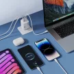 BWOO Fast 65W GaN hálózati töltő CDA147 2xUSB-C, 1xUSB-A, fehér
