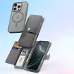 Dux Ducis Lawa Leather Case iPhone 16 Pro Max Detachable Magnetic Wallet tok, szürke