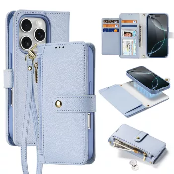   Dux Ducis Lawa Leather Case iPhone 16 Pro Max Detachable Magnetic Wallet tok, kék