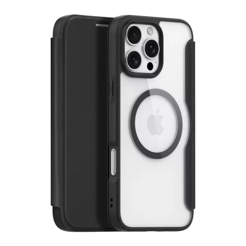 Dux Ducis Skin X Pro iPhone 16 Pro Case with MagSafe and Flip Cover - tok, fekete