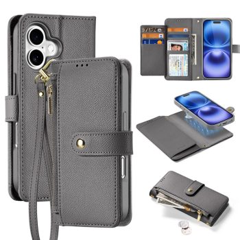 Dux Ducis Lawa Leather Case iPhone 16 tok, szürke
