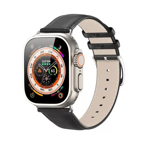 DUX DUCIS óraszíj YS valódi bőr Apple Watch 38/40/41 mm, fekete