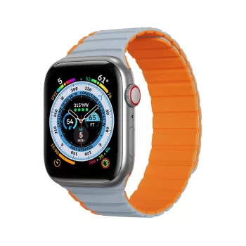   Dux Ducis Mágneses Apple Watch SE, 9, 8, 7, 6, 5, 4, 3, 2, 1 (41, 40, 38 mm) óraszíj (LD verzió), szürke, narancssárga