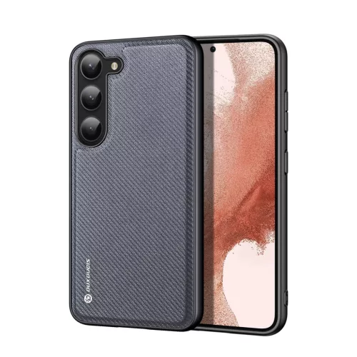 Dux Ducis Fino tok Samsung Galaxy S23 Plus tok, szilikon kerettel, szürke