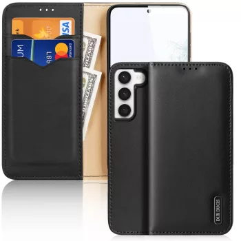   Dux Ducis Hivo tok Samsung Galaxy S23 Plus flip tok pénztárca állvány RFID blokkoló, fekete