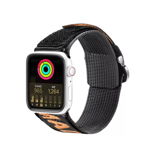Dux Ducis óraszíj (kültéri változat) Apple Watch Ultra óraszíj, SE, 9, 8, 7, 6, 5, 4, 3, 2, 1 (49, 45, 44, 42 mm) Nylon szalag karkötő, fekete, narancssárga