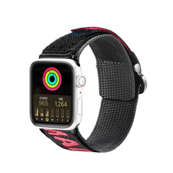   Dux Ducis óraszíj (kültéri változat) Apple Watch Ultra óraszíj, SE, 9, 8, 7, 6, 5, 4, 3, 2, 1 (49, 45, 44, 42 mm) Nylon szalag karkötő, fekete, piros