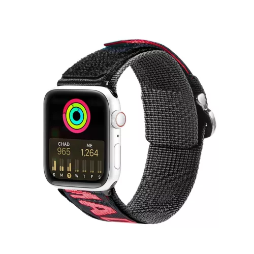 Dux Ducis óraszíj (kültéri változat) Apple Watch Ultra óraszíj, SE, 9, 8, 7, 6, 5, 4, 3, 2, 1 (49, 45, 44, 42 mm) Nylon szalag karkötő, fekete, piros