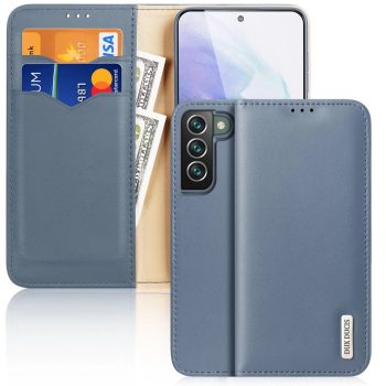   Dux Ducis Hivo Leather Flip Cover eredeti bőr oldalra nyíló tok kártyatartóval Samsung Galaxy S22 Plus, kék