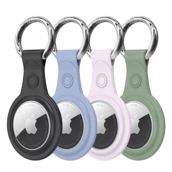   Dux Ducis 4pcs set Silicone flexible cover keychain loop case Apple AirTag, tok,///, tok, rózsaszín