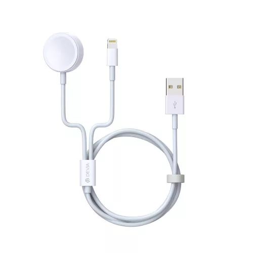 Devia cable 2in1 Smart EA199 USB - Lightning, fehér with vezeték nélküli töltő Apple Watch