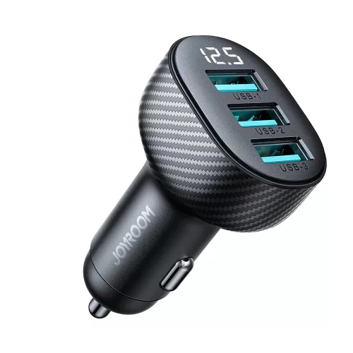 Joyroom JR-CCD03 3.4A autós töltő with 3x USB-A display, fekete