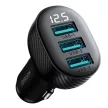Joyroom JR-CCD03 3.4A autós töltő with 3x USB-A display, fekete