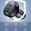 Joyroom JR-CCD04 30W 2x USB-C USB-A autós töltő kijelzővel, fekete