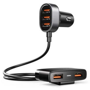   Joyroom fast autós töltő 5x USB 6.2 A with extension kábel, fekete (JR-CL03)