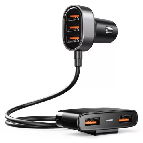 Joyroom fast autós töltő 5x USB 6.2 A with extension kábel, fekete (JR-CL03)