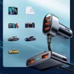 Joyroom fast autós töltő 5x USB 6.2 A with extension kábel, fekete (JR-CL03)