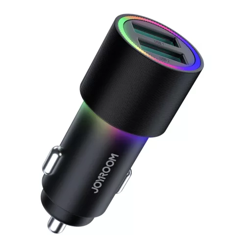 Joyroom autós töltő 2 x USB háttérvilágítással 24W, fekete (JR-CL10)