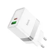 HOCO hálózati töltő USB A + Typ C PD QC3.0 3A 30W N21, fehér