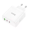 HOCO hálózati töltő 2 x Type C + USB A QC PD 65W GaN N30, fehér