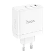 HOCO hálózati töltő 2 x Type C + USB A QC PD 65W GaN N30, fehér