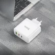 HOCO hálózati töltő 2 x Type C + USB A QC PD 65W GaN N30, fehér