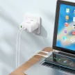 HOCO hálózati töltő 2 x Type C + USB A QC PD 65W GaN N30, fehér