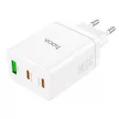 HOCO hálózati töltő 2 x Type C + USB A PD QC3.0 3A 35W N33, fehér