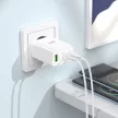 HOCO hálózati töltő 2 x Type C + USB A PD QC3.0 3A 35W N33, fehér