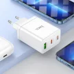 HOCO hálózati töltő 2 x Type C + USB A PD QC3.0 3A 35W N33, fehér