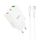 HOCO hálózati töltő 2 x Type C + USB A + kábel Type C to Lightning PD QC3.0 3A 35W N33, fehér