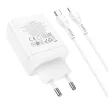 HOCO hálózati töltő 2 x Type C + USB A + kábel Type C to Lightning PD QC3.0 3A 35W N33, fehér