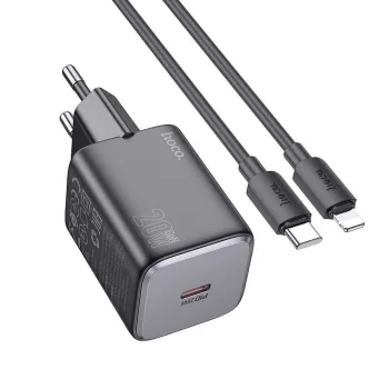   HOCO hálózati töltő Type C + kábel Type C to Lightning QC PD 20W N40, fekete