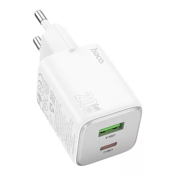   HOCO hálózati töltő USB A + Type C PD QC 3A 20W N41, fehér