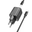 HOCO hálózati töltő USB A + Type C + kábel Type C to Lightning PD QC 3A 20W N41, fekete