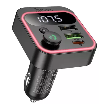   HOCO autós Bluetooth FM 2 x USB-A + Type C PD QC3.0 20W, E85, adó, fekete