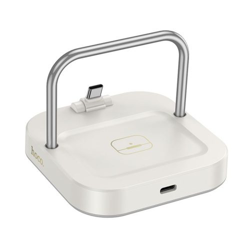 HOCO asztali hálózati töltő 2in1 Type C + wireless charging 5W PD QC 3A 30W CQ16B milky, fehér