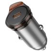 HOCO autós töltő 2 x Type C + kábel Type C to Lightning PD QC 45W NZ16B, metálszürke