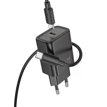   HOCO hálózati töltő Type C + kábel Type C to Lightning PD QC 20W N60, fekete