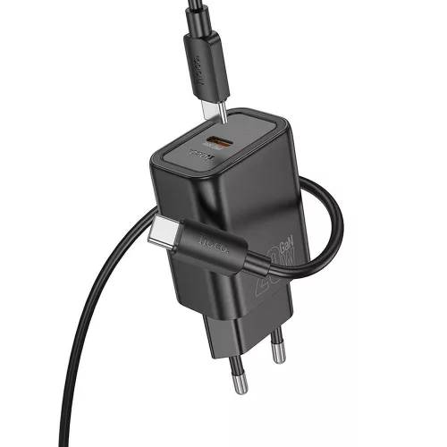 HOCO hálózati töltő Type C + kábel Type C to Lightning PD QC 20W N60, fekete