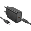 HOCO hálózati töltő Type C + kábel Type C to Lightning PD QC 20W N60, fekete