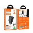 HOCO hálózati töltő Type C + kábel Type C to Lightning PD QC 20W N60, fekete